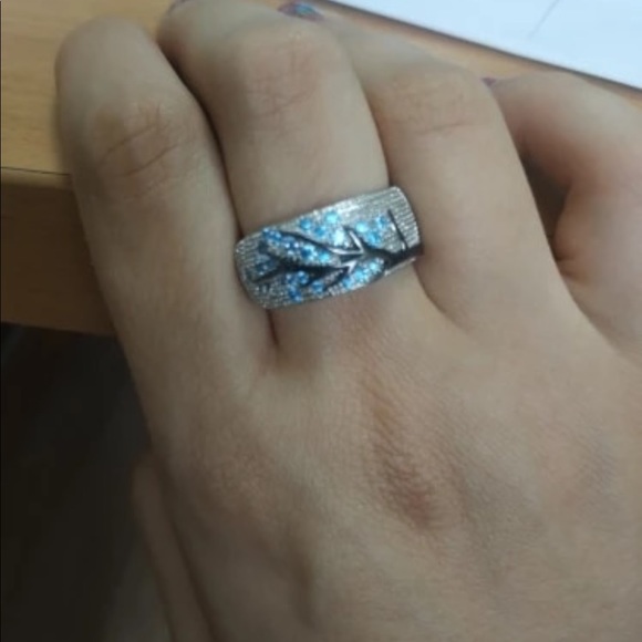New 925 Silver Tree Branch Crystal zircon Ring - Picture 2 of 5